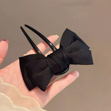 New Chinese Style Fabric Bow U-shaped Hair Hairpin Daily Cheongsam Hanfu Hair Disc Hairpin Delicate Internet Celebrity Hair Disc Artifact
