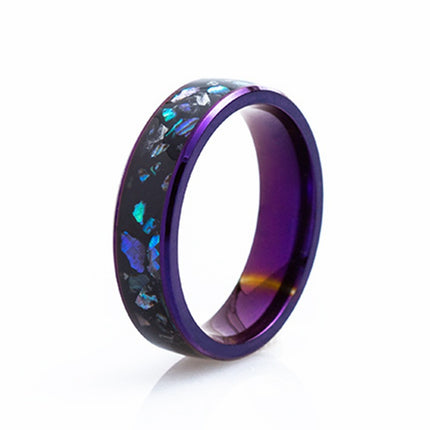 8/6mm double color purple blue inlaid abalone shell ring men's fashion ring cross-border hot lovers jewelry wholesale