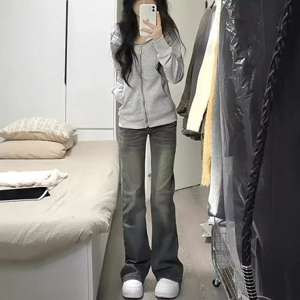 American Hottie Bootcut Jeans Autum New High-Waisted Slim Fit Straight Cigarette Pipe Floor-Length Pants