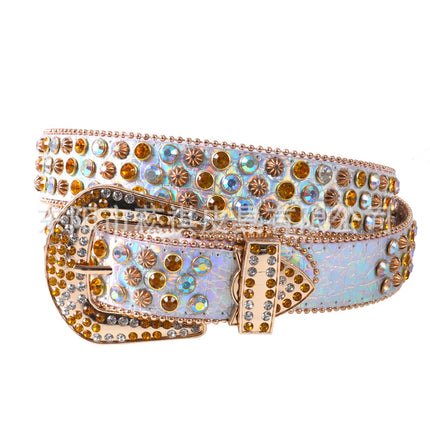 Women's Belt with Rhinestone Inlay Decoration, Versatile for Jeans, Bbsimon Belt Manufacturer Wholesale, Personalized and Trendy