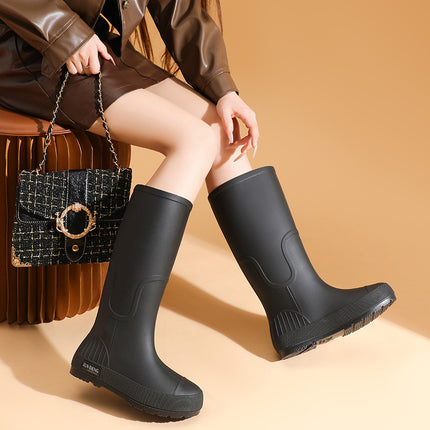 Spring and Autumn Khachi Brown High-barred Women's Rain Shoes All-match Women's Rubber Shoes Waterproof Shoes Red Long Barrel Water Boots Rainy Day Travel Shoes
