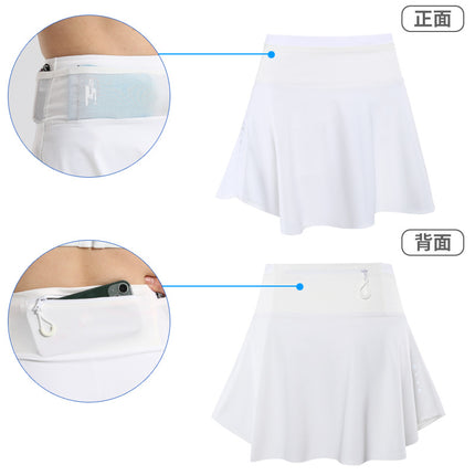 Waterproof Pocket for Mobile Phone Sports Skirt Women's Anti-Light High Waist Quick-Dry Marathon Running Skirt Wrap-Around Net Pocket