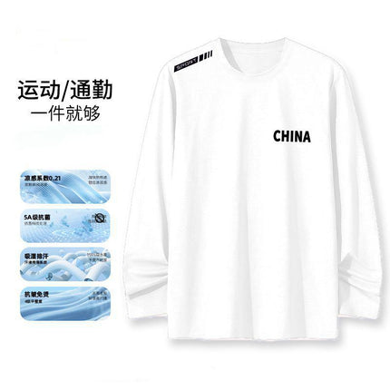 [Fast Delivery] 230g Heavyweight Long-Sleeved T-Shirt for Men and Women, Spring & Fall Pure Color Inner with White Loose Round Neck