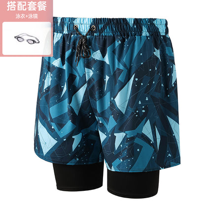 Anti-Embarrassment Men's Swimming Trunks Set Sun Protection Boys Swimming Equipment Swimming Trunks Loose Large Size Beach Trunks Swimming Trunks
