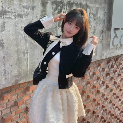 French Rich Family Dirty suit Chanel Style Coat Fluffy Dress High-end Small Dress Two-piece Set Spring and Autumn