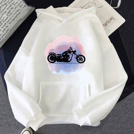 Hoodies Unisex Motocicleta Com Bolso, Moletom Encapuzado, Mo