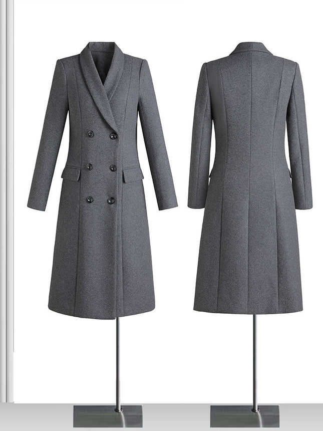 Professional Woolen Coat Women's Winter Middle and Long Hotel Front Desk Beauty Salon Sales Department Work Clothes Woolen Coat