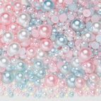 3-10mm flatback pearl resin rhinestones mixed assortment, 30g/pack / Semi-round pearl pink white and blue series_02