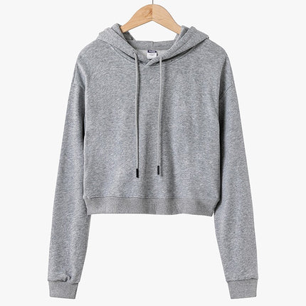 Short W Fashion Crop Top with Hooded Design for Dance Studio Tiktok Live Streaming, Cotton Cross-Border European and American Style Top