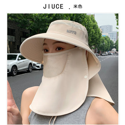 Shawl Hat Factory in stock Summer New Multi-function Face Mask Sunscreen Hat Women's Outdoor Big Rim Sun Hat