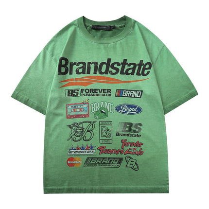 Upsoar Family2025 Summer American High Street Washed Old Heavy 320g Short Sleeve T-shirt for Men and Women