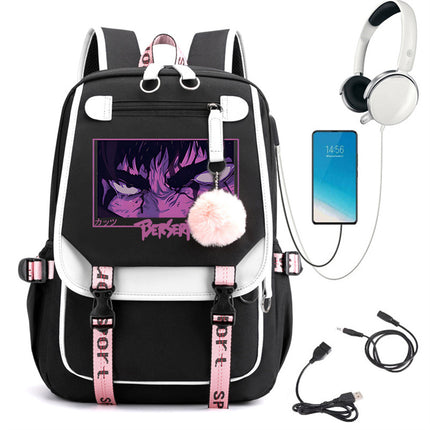 Sword Wind Legend Kais Eye Campus Style Student School Bag with USB Travel Backpack Cross-Border Dropshipping 0520