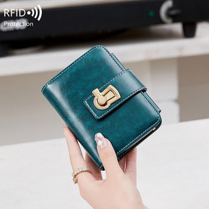 Short Women's Wallet 2024 New Multi-Functional Anti-Theft Brush Zipper Foldableing Card Holder Integrated Large Capacity Small Wallet
