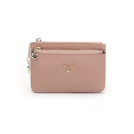 First Layer Cowhide European and American Little Bee Women's Zipper Genuine Leather Coin Purse Genuine Leather Key Ring Bag Mini Coin Bag