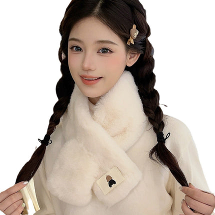 New Style Plush Scarf Otter Fur Scarf Women's Korean Style Autumn and Winter Imitation Rabbit Fur Collar Student Thickened Warm Collar