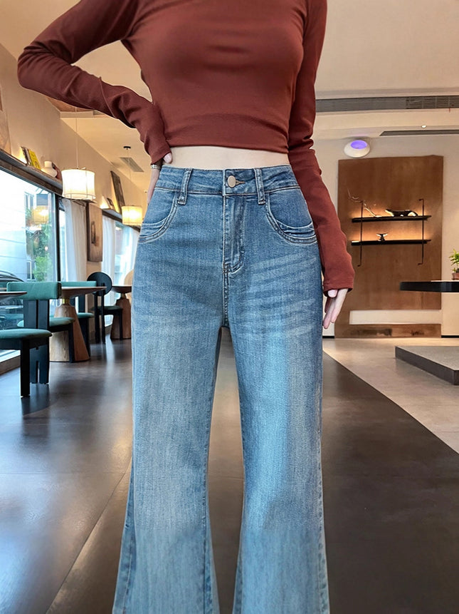 Loose-Fitting, Slightly Flared Jeans for Women, Spring/Summer 2025 New Style, Casual Floor-Length Design Flared Pants