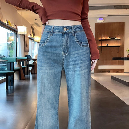 Loose-Fitting, Slightly Flared Jeans for Women, Spring/Summer 2025 New Style, Casual Floor-Length Design Flared Pants