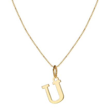 Cross-border Amazon Hot Sale Simple Stainless Steel Letter Pendant Necklace Women Alloy Box Chain 26 Letter Clavicle Chain
