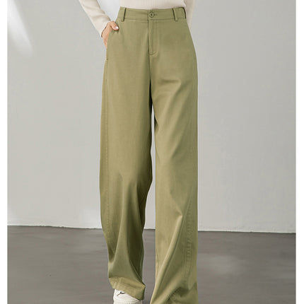 Wide Leg Pants Women's 2025 New Style Small Loose Wide Leg Casual Pants Spring and Autumn Mop Slimming All-match Stand-up Cut Textile