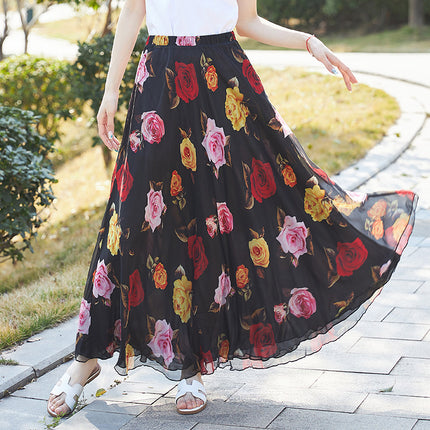 European and American Printed Skirt for Women Amazon 2025 Summer New Casual Seaside Vacation Long Skirt Skirt