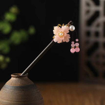 Antique Wood Hairpin Tassel Step-up Hair Hairpin Children's Imitation Ebony Headwear Disc Hair Han Clothing Accessories Ancient Costree Hair Hairpin Hair