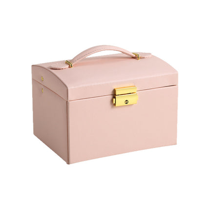 [Low Price Big Sale] Three-Layer Leather Drawer-Type Jewelry Box Multi-Functional Desktop Ring Necklace Earrings