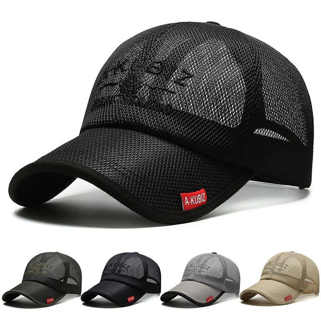 Hat Men's Summer Big Head Baseball Cap Face-Covered Slimming Thin Breathable Quick-Dry Cap Mesh Long Brim Sun Hat
