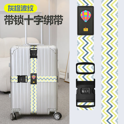 Cross-border suitcase cross double password strap luggage reinforced strap trolley case explosion-proof strap polyester printed strap