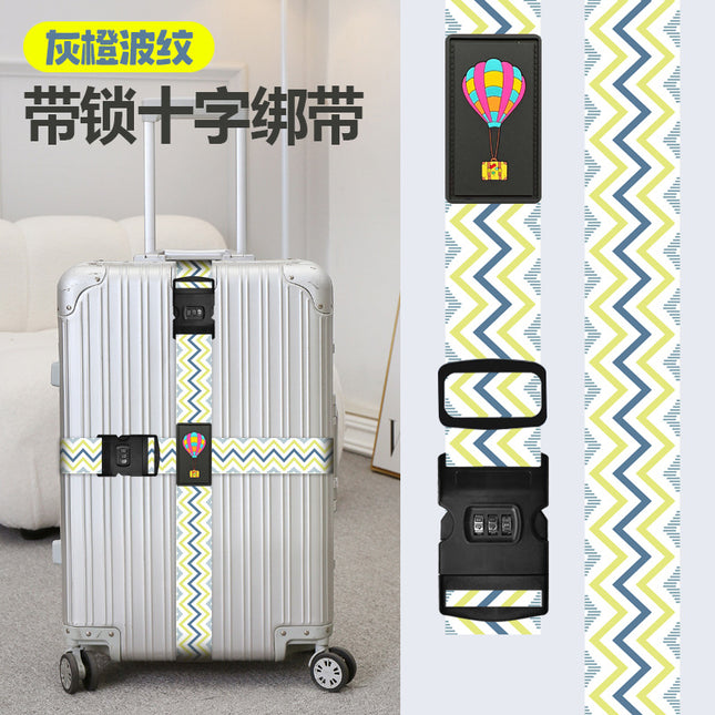 Cross-border suitcase cross double password strap luggage reinforced strap trolley case explosion-proof strap polyester printed strap
