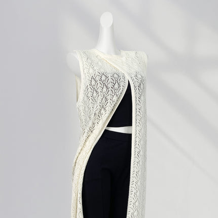 Cool Sense Lazy Style Stacked-up Blouse Knitted Vestigial Skirt Back Split Long Dress Korean Style Outer Skirt