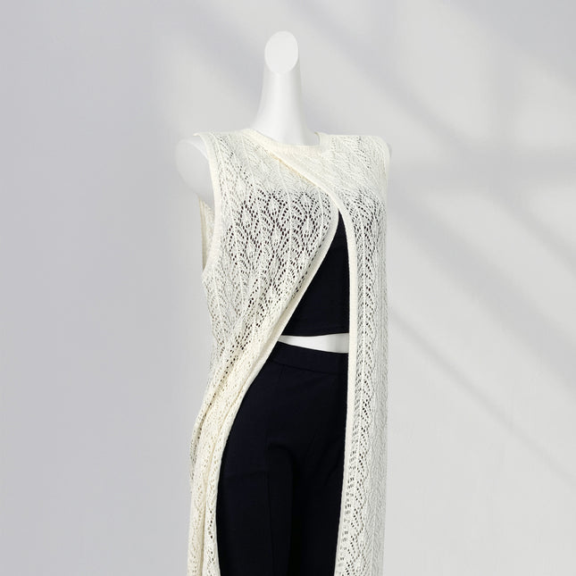 Cool Sense Lazy Style Stacked-up Blouse Knitted Vestigial Skirt Back Split Long Dress Korean Style Outer Skirt
