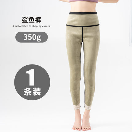 Autumn and Winter Warm Cropped Pants Double-Sided Shark Pants for Women, Thick High-Waisted, Hip-Lifting, Slimming, Tight-Fitting Leggings