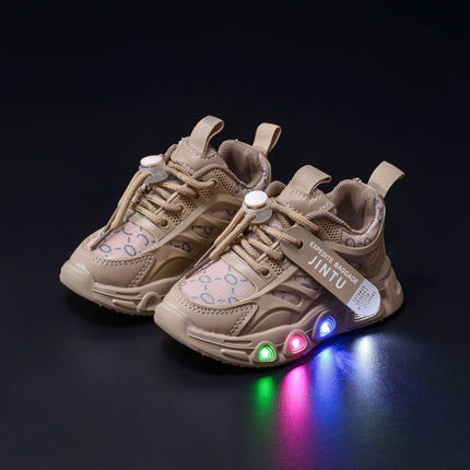 Spring and Summer New Children's Luminous Cloth Noodles for Boys sneaker 1-6 Years Old LED Light Shoes Casual Girls Schoolwalking Lights Shoes