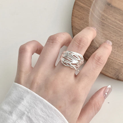 Minimalist Multi-Layered Line Cross Ring for Women, Simple and Unique Geometric Open Ring, Trendy Index Finger Ring