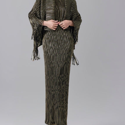 High-grade banquet tassel one-step vest dress two-piece cross-border European and American women's fashionable elegant dress
