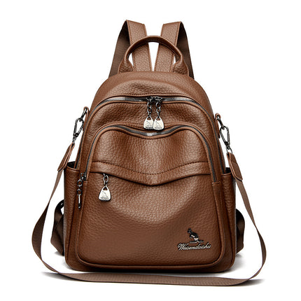 Foreign Trade Hot-Selling Women's Backpack 2026 Simple Solid Color Black Travel Backpack Multifunctional Girls' School Bag Backpack