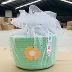 Hand basket-green star moon yarn ribbon random