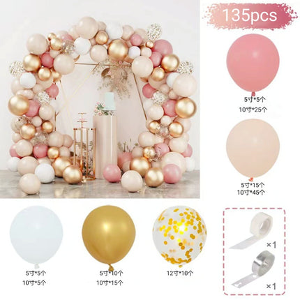 Cross-Border Amazon Balloon Chain Set Pink Opening Balloon Arch Garland Birthday Wedding Party Decoration