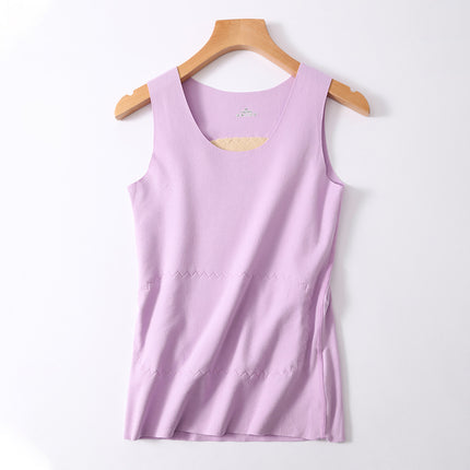 Double-sided brushed faux velvet seamless women's fleece-lined thickened patch thermal vest bottoming autumn and winter plus size all-matching