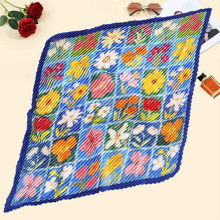 New wrinkled small square scarf female Korean imitation silk printed wrinkled small scarf Joker scarf decorative scarf wholesale