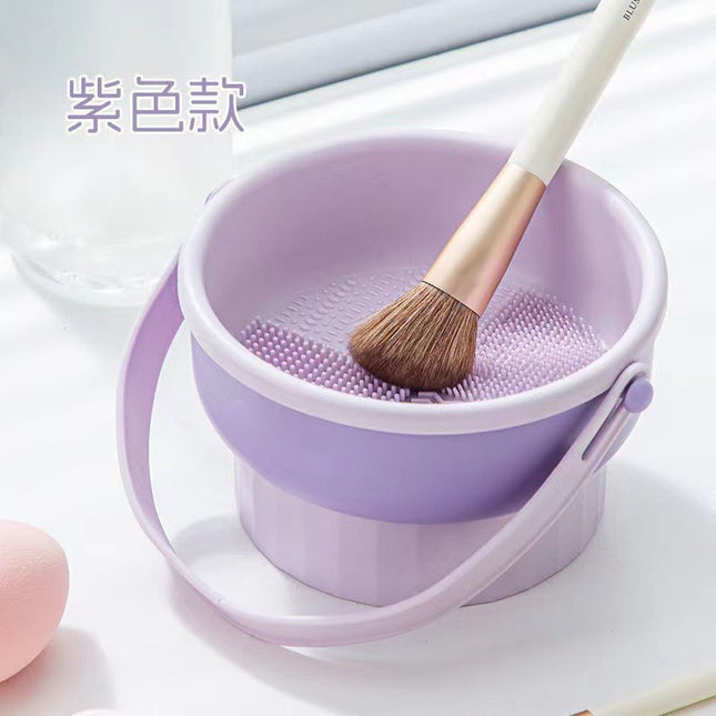 Makeup Brush Cleaning Bowl Cleaning Box Silicone Beauty Egg Cleaning Set Scrubbing Bowl Storage Rack Drying Tool Set