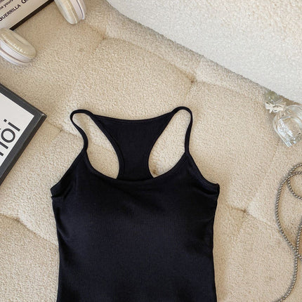 Thread Cotton Back I-shaped Design Sense Beautiful Back Integrated Fixed Cup Sling All-match Slim Look Slim Vest Base