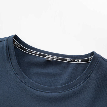 Mingdi Mouse Men's Summer New Round Neck Pullover Short-sleeved T-shirt Casual Striped plus size Young and Middle-aged Men's T-shirt