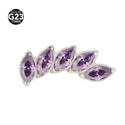F-136 titanium alloy multicolor stitching zircon horse eye five zirconium earnail lip nail ear bone nail piercing jewelry wholesale