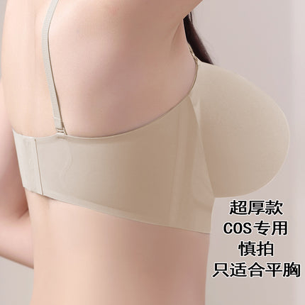 New Arrival Exterior Enlarged Underwear Women's Traceless Detachable Shoulder Strap Tube Top Small Chest Large Bra with No Steel Ring Front Buckle
