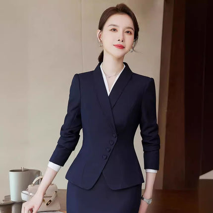 apricot Suit suit Female 2024 Spring and Autumn Hotel Beauty Salon Jewelry Store Front Desk Reception Professional Temperament Work Clothes