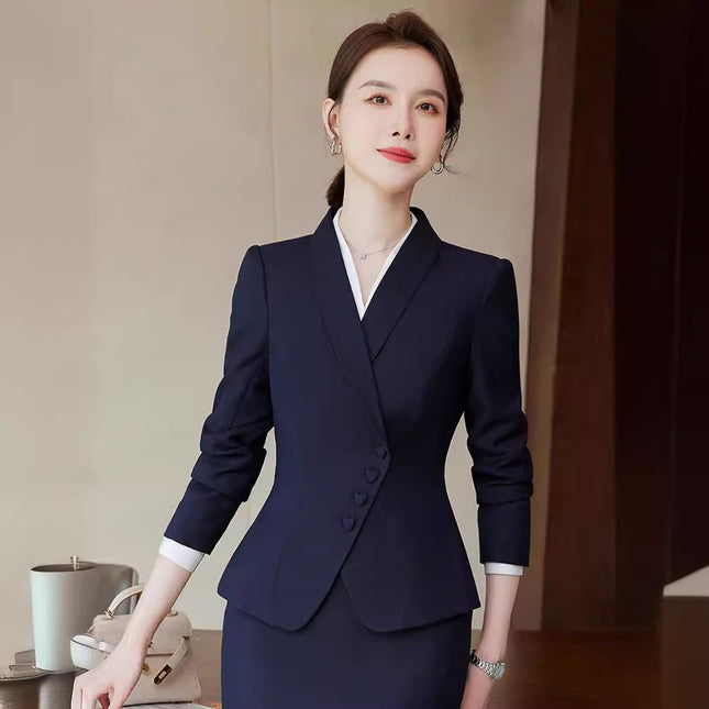 apricot Suit suit Female 2024 Spring and Autumn Hotel Beauty Salon Jewelry Store Front Desk Reception Professional Temperament Work Clothes