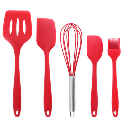 Cross-Border Kitchen Silicone Spatula Brush Egg Beater Silicone Kitchen Utensils 5-Piece Set Cooking Set Baking Tools