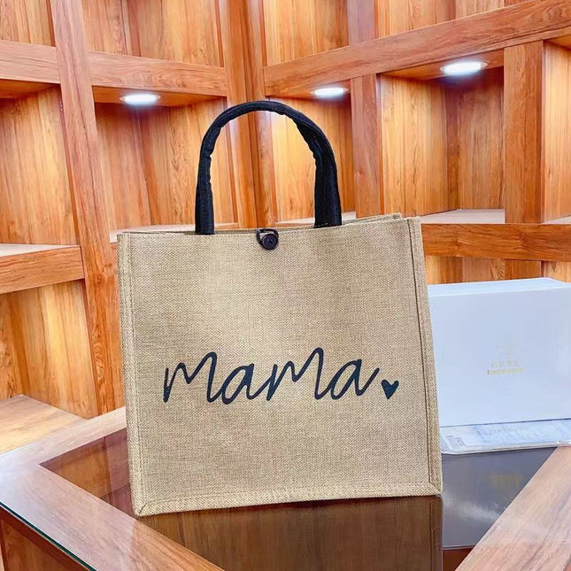 Linen Tote Bag New Fashion Commuter Large Capacity Tote Bag Mummy Going Out Carrying Bag Student Mend-up Bag