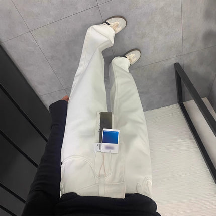 Petite Narrow Wide-Leg White Jeans for Women 2025 Spring New High-Waisted Loose Drape Straight Floor-Length Pants